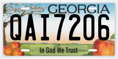 GA license plate QAI7206