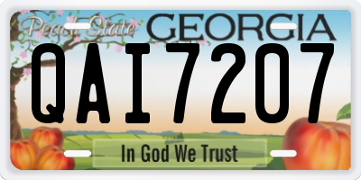 GA license plate QAI7207