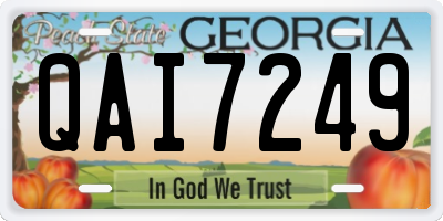 GA license plate QAI7249