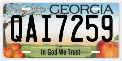 GA license plate QAI7259
