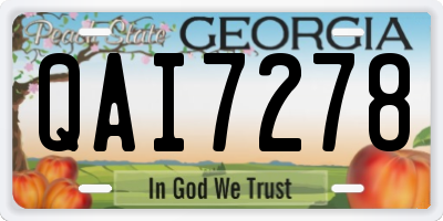 GA license plate QAI7278