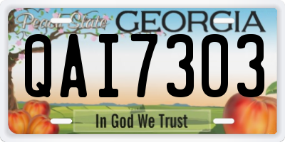GA license plate QAI7303
