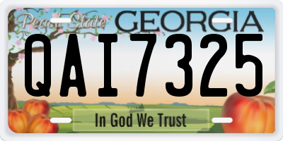 GA license plate QAI7325