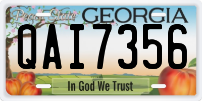 GA license plate QAI7356