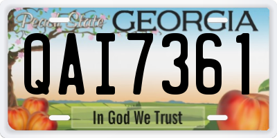 GA license plate QAI7361