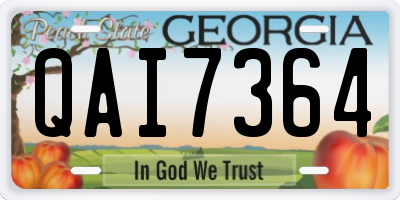 GA license plate QAI7364