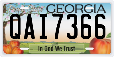 GA license plate QAI7366