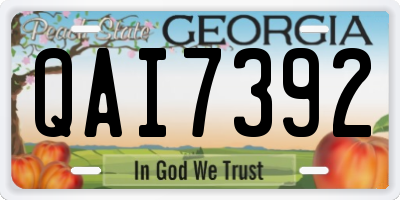 GA license plate QAI7392