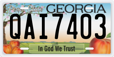 GA license plate QAI7403