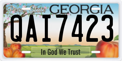 GA license plate QAI7423