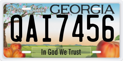 GA license plate QAI7456
