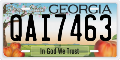 GA license plate QAI7463