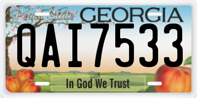 GA license plate QAI7533