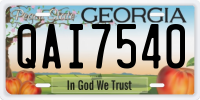 GA license plate QAI7540