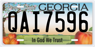 GA license plate QAI7596