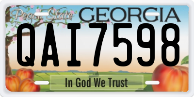 GA license plate QAI7598