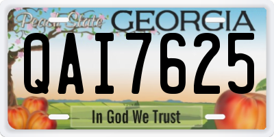 GA license plate QAI7625