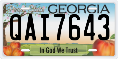 GA license plate QAI7643