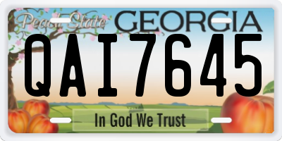 GA license plate QAI7645