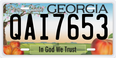 GA license plate QAI7653