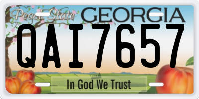 GA license plate QAI7657