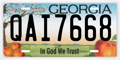 GA license plate QAI7668