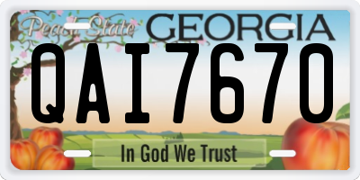GA license plate QAI7670