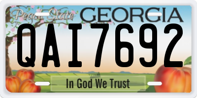 GA license plate QAI7692