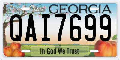GA license plate QAI7699