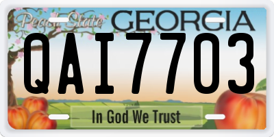 GA license plate QAI7703