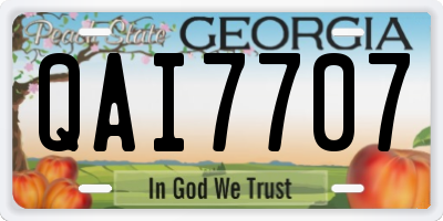 GA license plate QAI7707