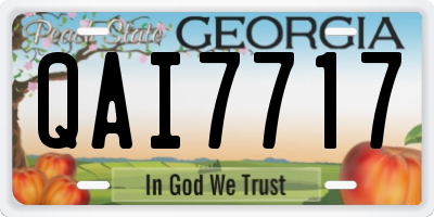 GA license plate QAI7717