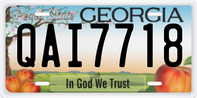 GA license plate QAI7718