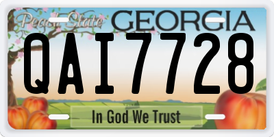 GA license plate QAI7728