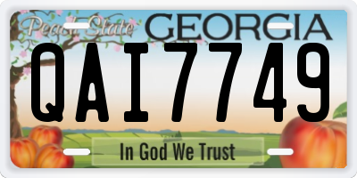 GA license plate QAI7749