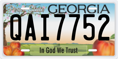GA license plate QAI7752