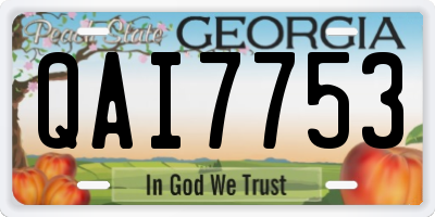 GA license plate QAI7753