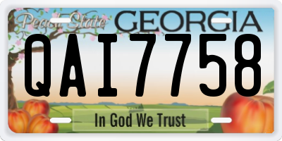 GA license plate QAI7758