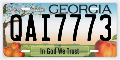 GA license plate QAI7773