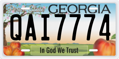 GA license plate QAI7774