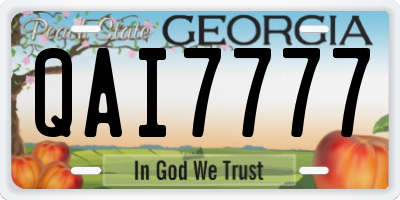 GA license plate QAI7777