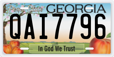 GA license plate QAI7796