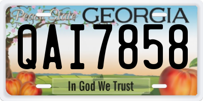 GA license plate QAI7858