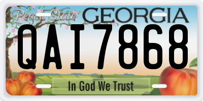 GA license plate QAI7868