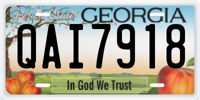 GA license plate QAI7918