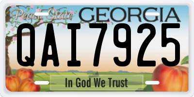 GA license plate QAI7925