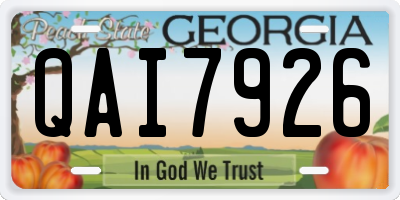 GA license plate QAI7926