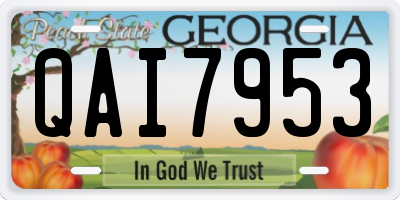 GA license plate QAI7953