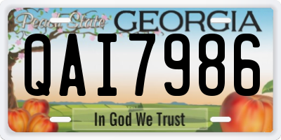 GA license plate QAI7986