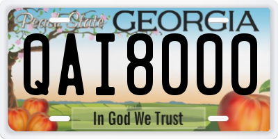 GA license plate QAI8000